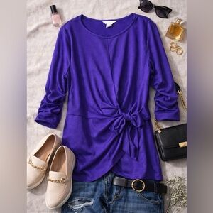 Liz Claiborne women’s wrap-style knit top, size XL, made in Jordan.